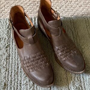 Born Brown Ankle Boots with Woven Detail